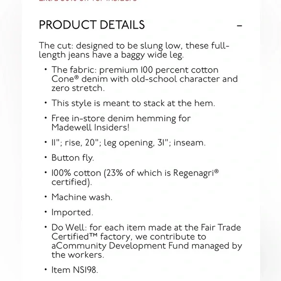 Madewell low-slung baggy jeans NS198 Hamburg wash - Picture 6 of 6